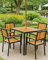 Bolero Steel & Acacia Armchair