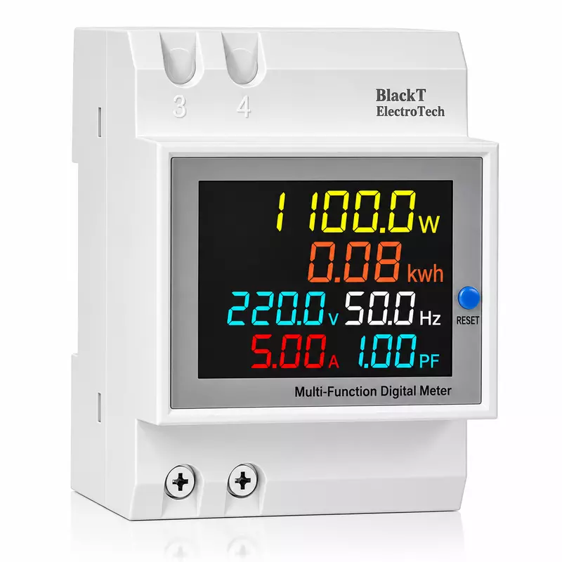 Digital Energy Meter - 6-in-1 AC Voltage, Current, Power & Energy Monitor with Built-In CT, 40-300V, 100A (Regular)