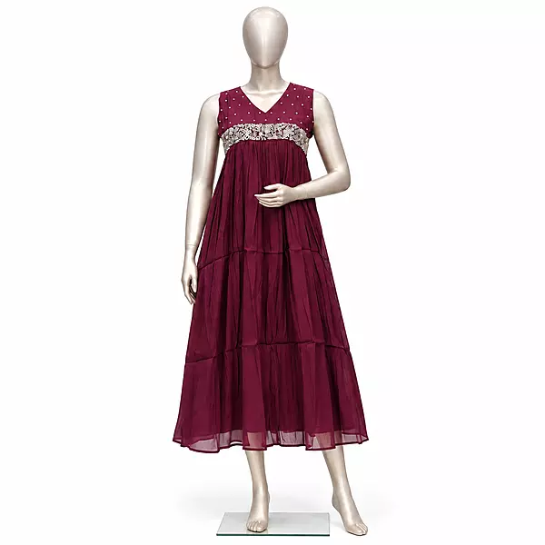 Party Wear Kurti, Wine, Malchandari