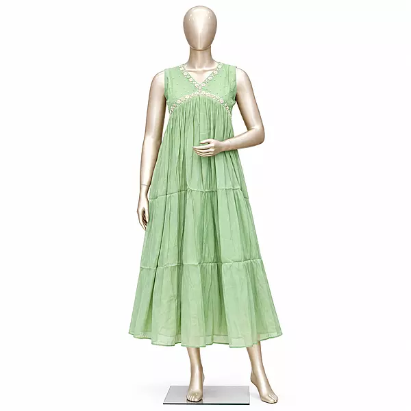 Party Wear Kurti, Pista Green, Malchandari