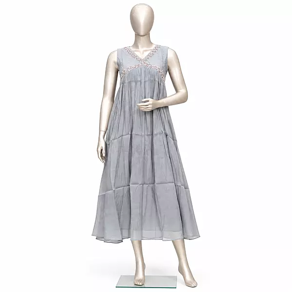 Party Wear Kurti, Silver Grey, Malchandari