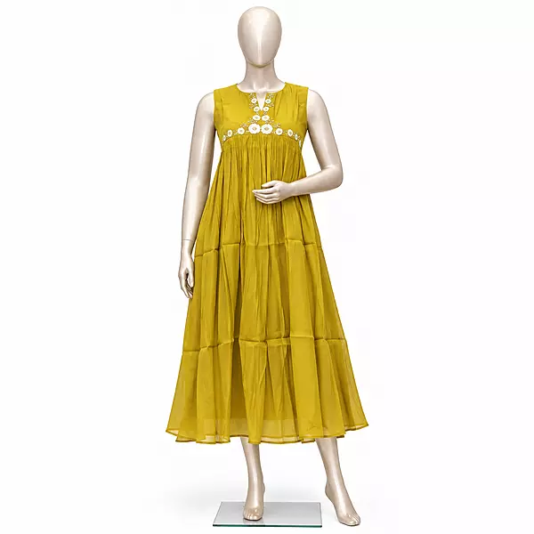 Party Wear Kurti, Mustard Yellow, Malchandari