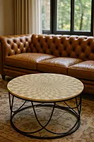 Jolie Engraved Marble Top Coffee Table