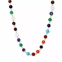 7 Chakra Natural Gemstone Mala | Rudraksha & Healing Stone Necklace for Men & Women