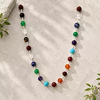 7 Chakra Natural Gemstone Mala | Rudraksha & Healing Stone Necklace for Men & Women