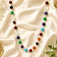 7 Chakra Natural Gemstone Mala | Rudraksha & Healing Stone Necklace for Men & Women