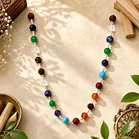 7 Chakra Natural Gemstone Mala | Rudraksha & Healing Stone Necklace for Men & Women