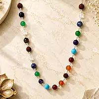 7 Chakra Natural Gemstone Mala | Rudraksha & Healing Stone Necklace for Men & Women