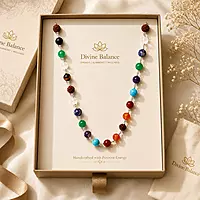 7 Chakra Natural Gemstone Mala | Rudraksha & Healing Stone Necklace for Men & Women