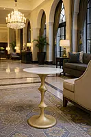 Icon Gold Leaf Accent Peg Table Marble Top