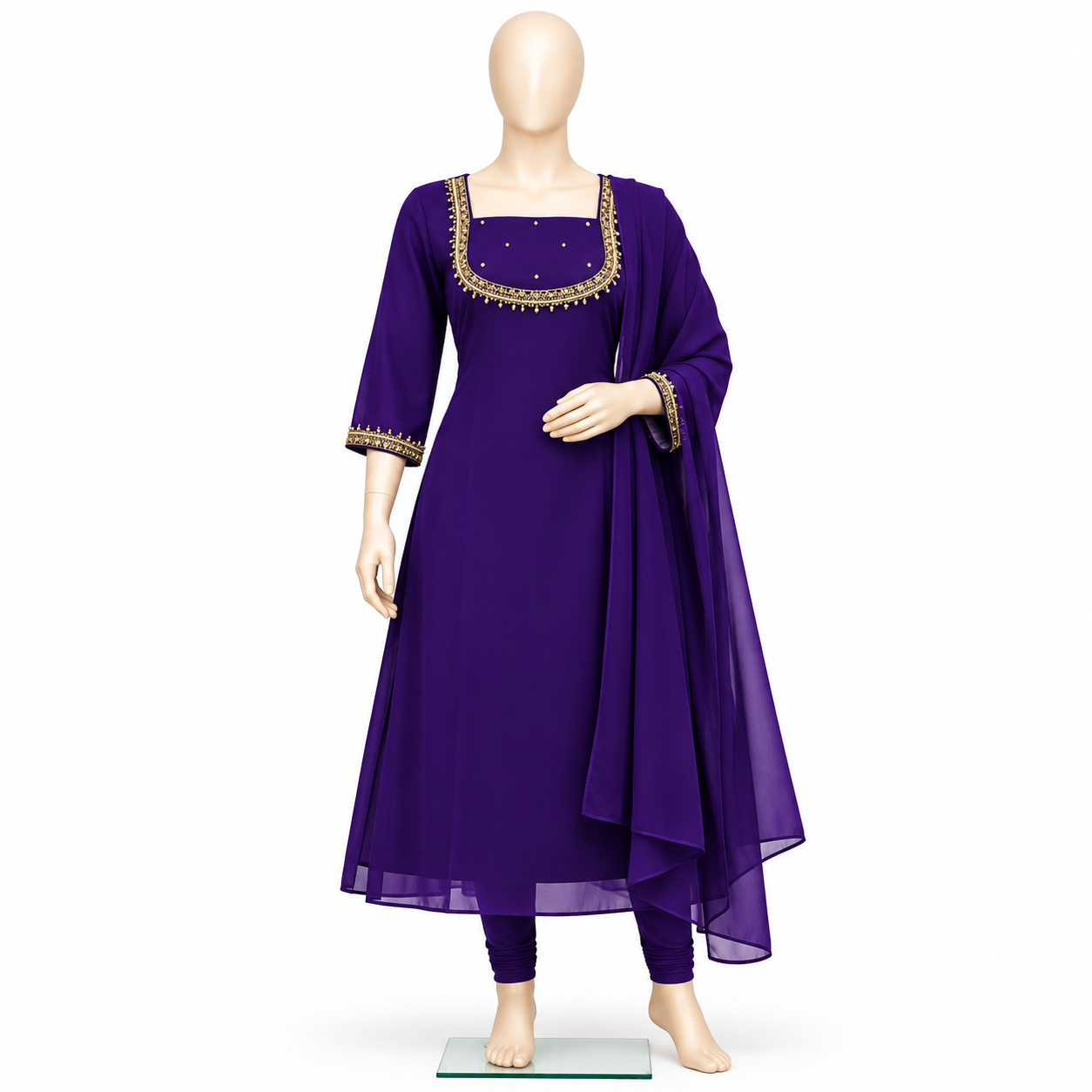 240926 Churidar Set, Violet Georgette