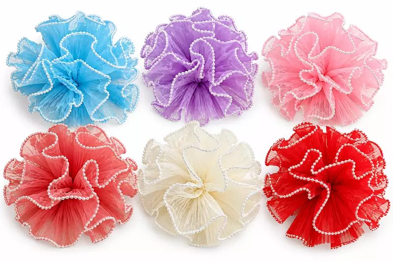 Organza Pleated Frill With Pearl-4 Meters