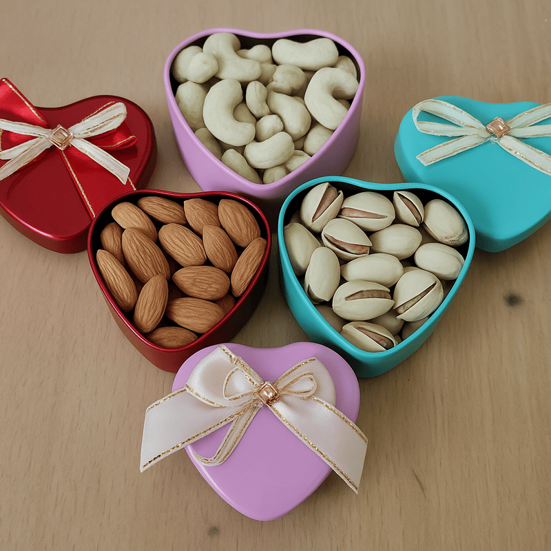 Heart-Shaped Gift Boxes with Premium Dry Fruits – Set of 3