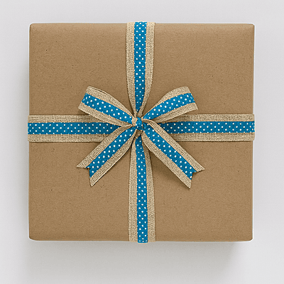 Jute Ribbon with Polka Strip - Multicolour