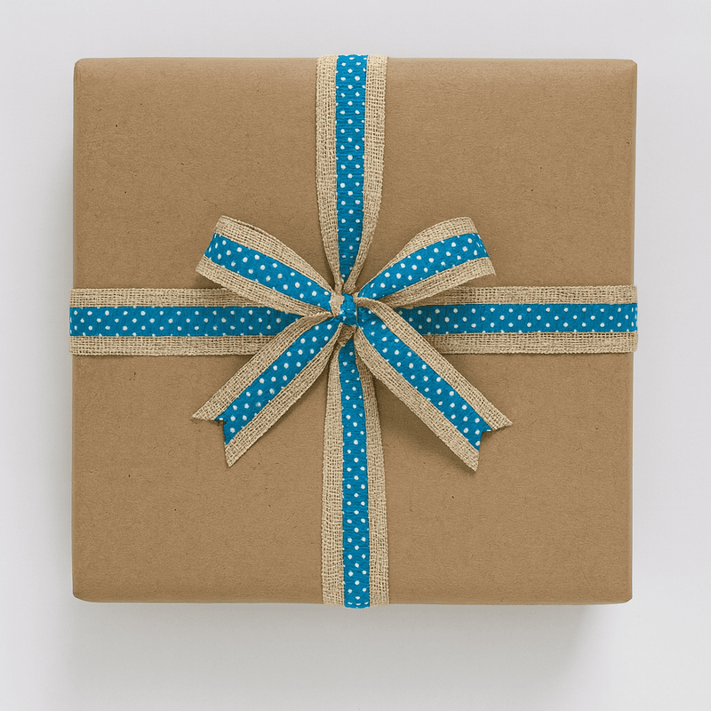 Jute Ribbon with Polka Strip - Multicolour