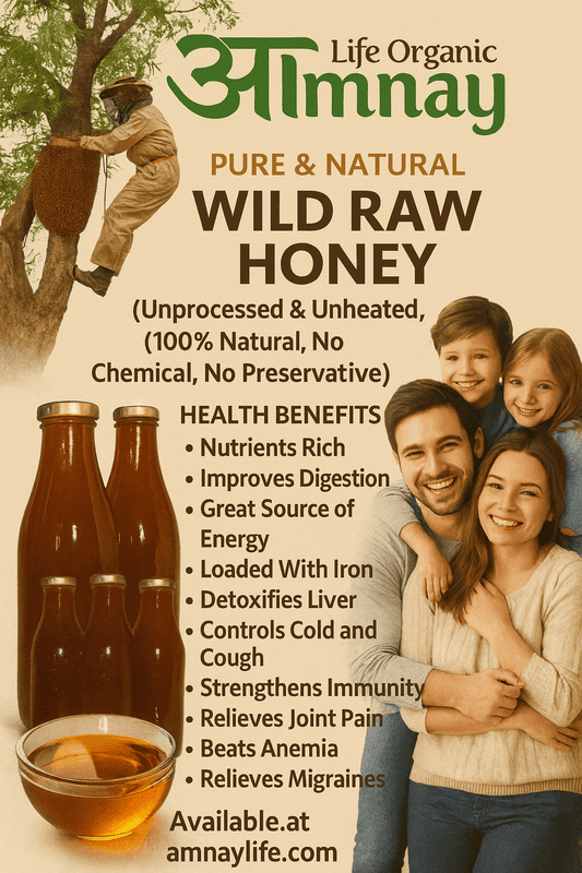 Wild Raw Honey-Unprocessed & Unheated-(100% Natural, No Chemical, No Preservative)