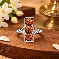 Silver Rudraksha Ring for Men & Women | Triple Rudraksha Bead Spiritual Ring