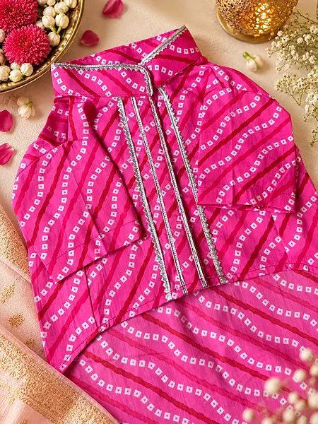 Pink Bandhani Festive Kurta for Dogs and Cats