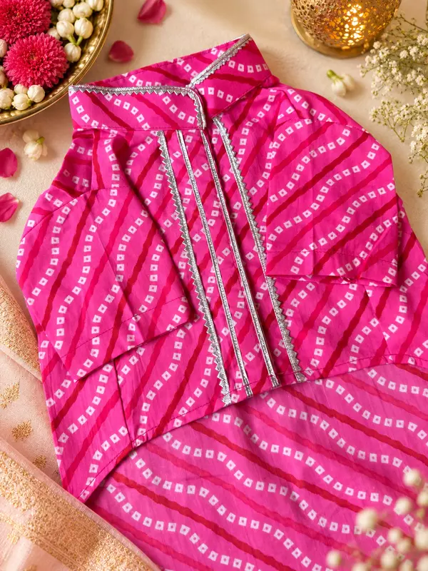 Pink Bandhani Festive Kurta for Dogs and Cats