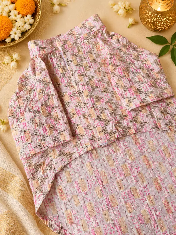 Pink Gotapatti Festive Kurta for Dogs and Cats