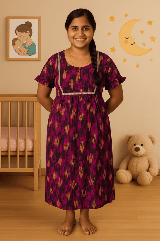 Feeding Dress-Lace-Blue