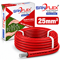 25mm² Solar DC Cable (Red) Tinned Copper | 1.5kV PV Cable [Sanflex]