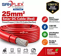 25mm² Solar DC Cable (Red) Tinned Copper | 1.5kV PV Cable [Sanflex]