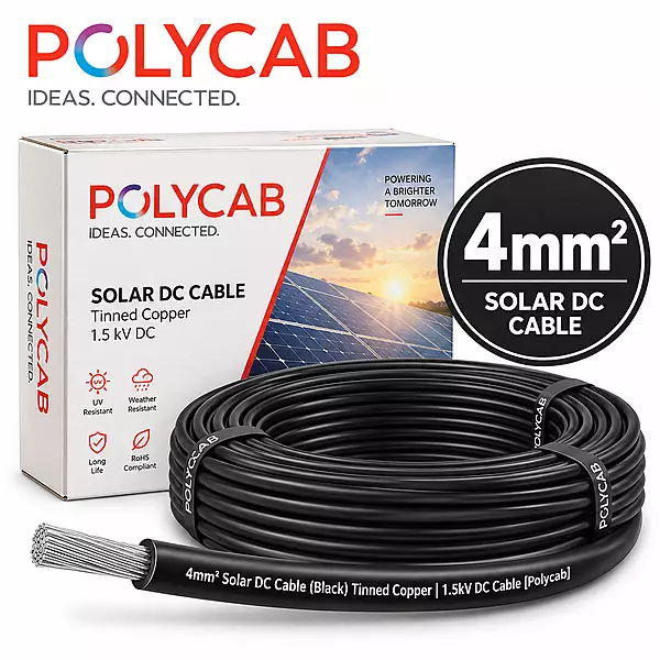 4mm² Solar DC Cable (Black) Tinned Copper | 1.5kV DC Cable [Polycab]