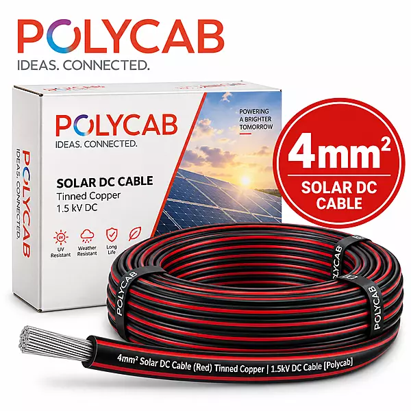4mm² Solar DC Cable (Red) Tinned Copper | 1.5kV DC Cable [Polycab]