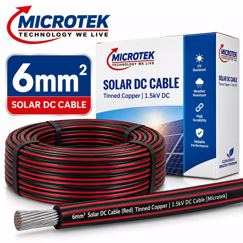 6mm² Solar DC Cable (Red) Tinned Copper | 1.5kV DC Cable [Microtek]
