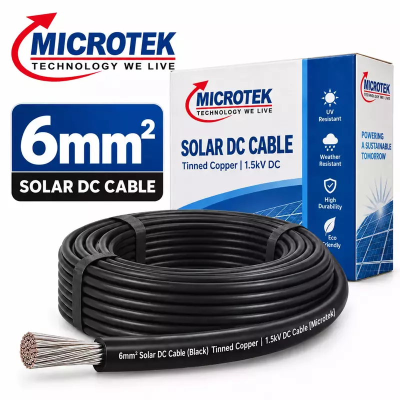 6mm² Solar DC Cable (Black) Tinned Copper | 1.5kV DC Cable [Microtek]