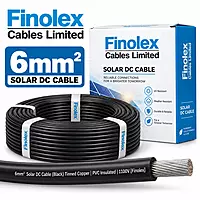 6mm² Solar DC Cable (Black) Tinned Copper | PVC Insulated | 1100V [Finolex]