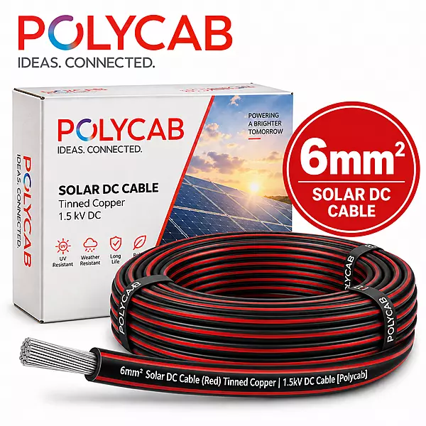 6mm² Solar DC Cable (Red) Tinned Copper | 1.5kV DC Cable [Polycab]