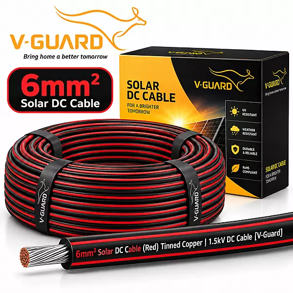 6mm² Solar DC Cable (Red) Tinned Copper | 1.5kV DC Cable [V-Guard]