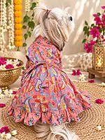 Coral-pink Anarkali frock for Dogs and Cats