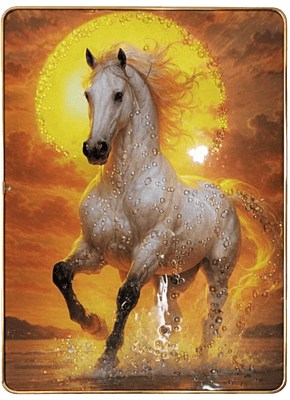 White Running Horse Wall Art – Resin Crystal Embedded Luxury Vastu Decor Frame White Running Horse Wall Art – Resin Crystal Embedded Luxury Vastu Decor Frame