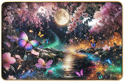 Moonlight Butterfly Floral Wall Art  – Resin Crystal Embedded Fantasy Nature Decor