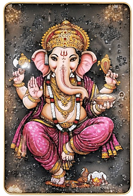 Lord Ganesha Wall Art – Resin Crystal Embedded Spiritual Decor Frame Lord Ganesha Wall Art – Resin Crystal Embedded Spiritual Decor Frame