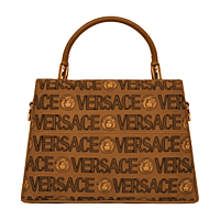 Brown Monogram Top Handle Handbag with Gold Lock