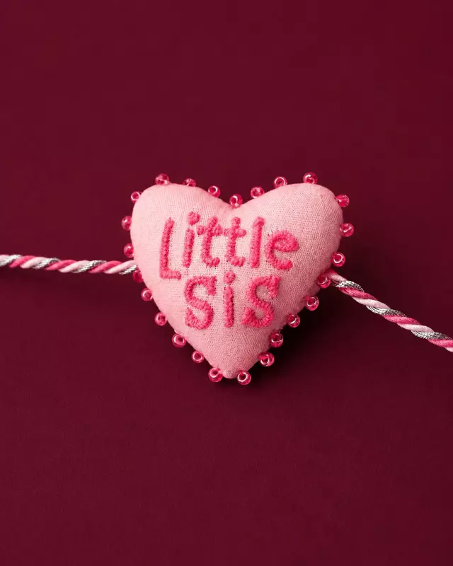 Little Sis Heart Embroidered Rakhi