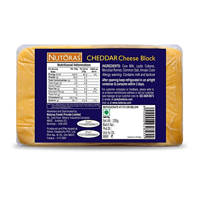 Nutoras Cheddar Cheese Block 200G Nutoras Cheddar Cheese Block 200G