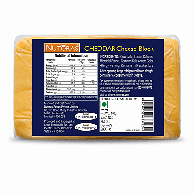 Nutoras Cheddar Cheese Block 100G
