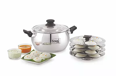 Sonu Chefmate Stainless Steel Multicooker Pressure Cooker (5.4 Litres) - All-in-One Steamer & Idli Maker
