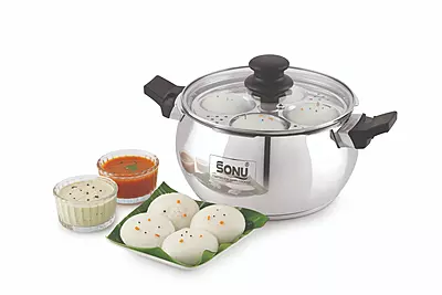 Sonu Chefmate Stainless Steel Multicooker Pressure Cooker (5.4 Litres) - All-in-One Steamer & Idli Maker