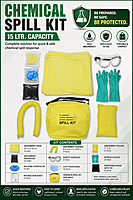 Chemical Spill Kit | 15 Ltr. Capacity | Complete Chemical Spill Response & Absorbent Kit with PPE