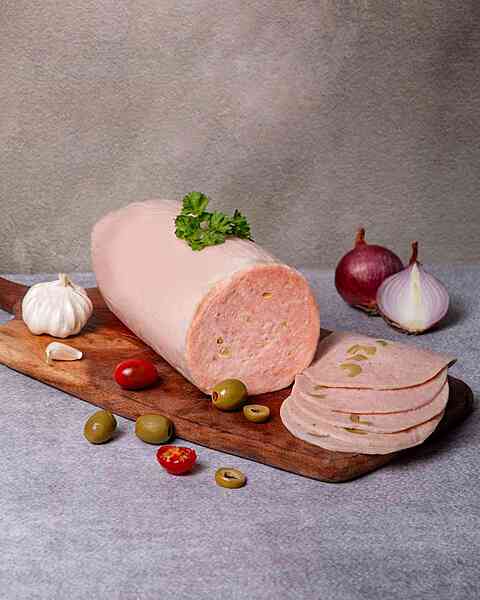 Chicken Mortadella With Olive 500 Gms - Slice Of Pink