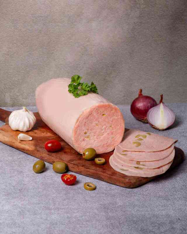 Chicken Mortadella With Olive 500 Gms - Slice Of Pink