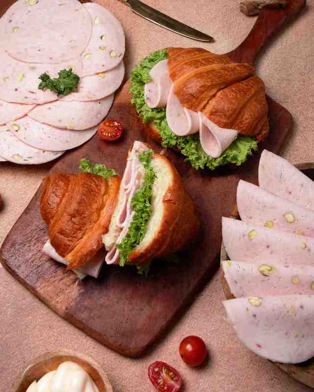 Chicken Mortadella With Pistachio 500 Gms - Slice Of Pink