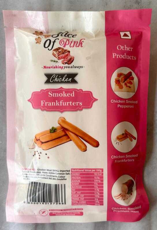 Chicken Smoked Frankfurters 1 Kg - Slice Of Pink