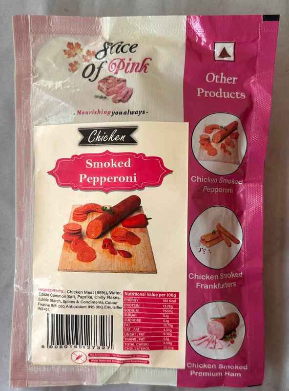 Chicken Smoked Pepperoni 500 Gms - Slice Of Pink